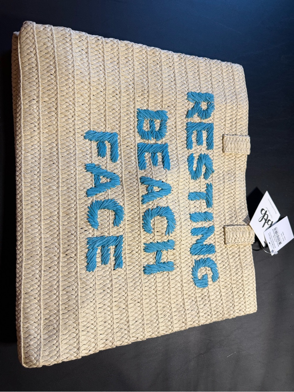 BTB Los Angeles Resting Beach Face Straw Tote NWT - Picture 2 of 10